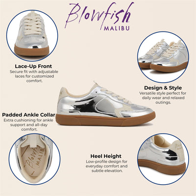 Blowfish Malibu Womens Silver Lace-Up Sneakers - Tastic