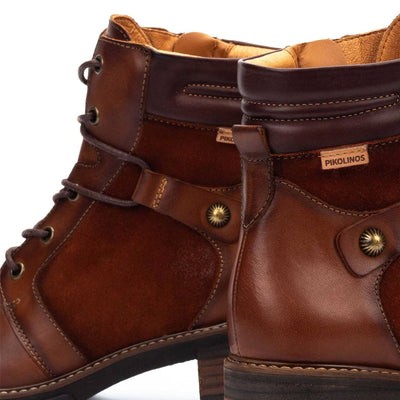 Pikolinos Women’s Cuero Brown Leather Zip & Lace Up Heel Ankle Boots - San Sebastia