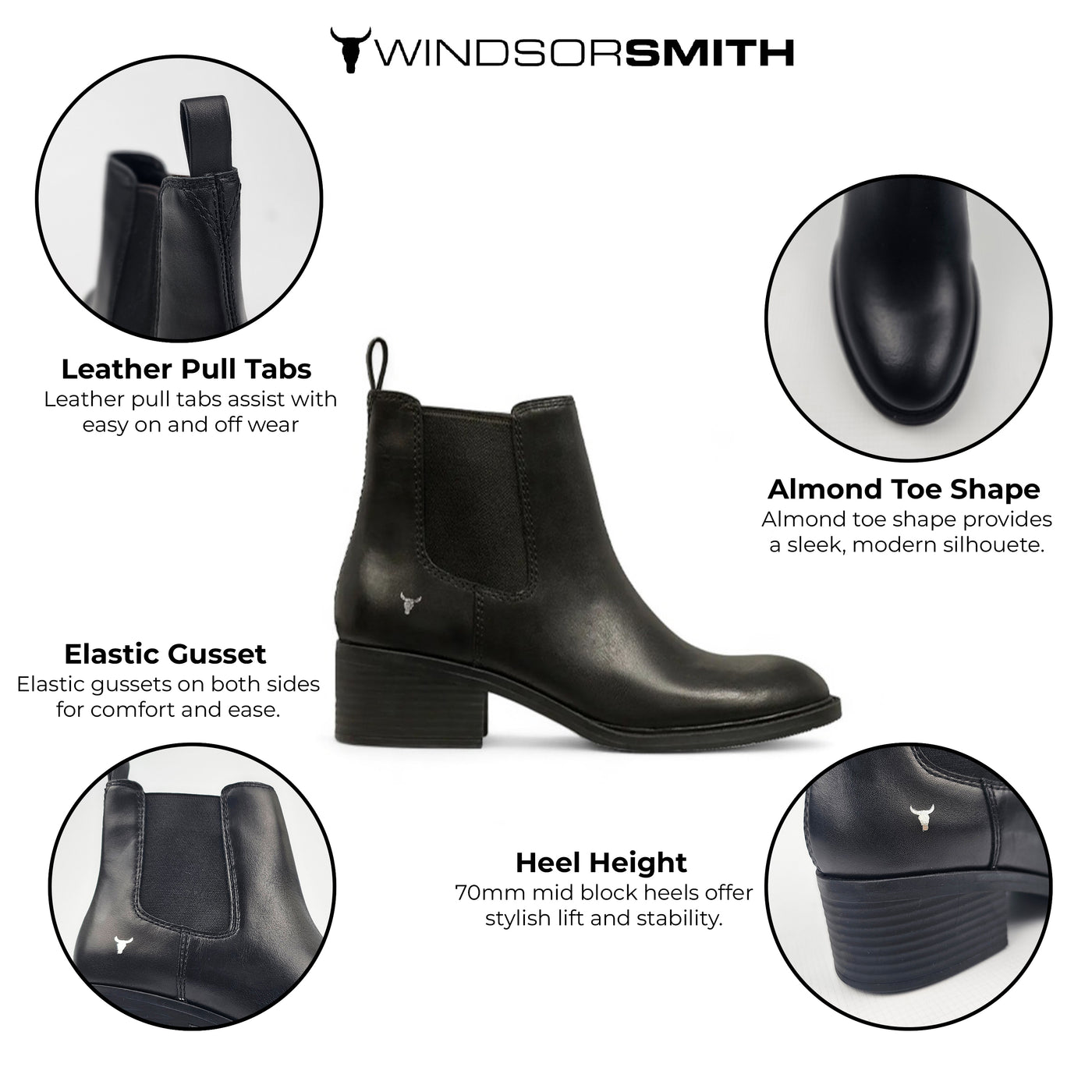 Windsorsmith Black Classic Leather Chelsea Boots - Replace