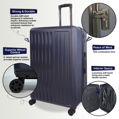 ABS Hard Shell Cabin 56 x 38 x 24 cm Suitcase Suitable for Easyjet, Ryanair