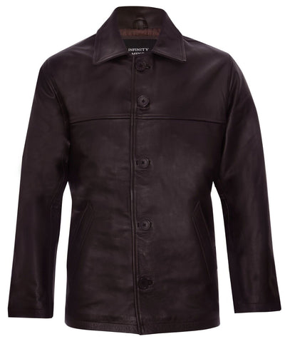Mens Classic Cowhide Leather Box Jacket