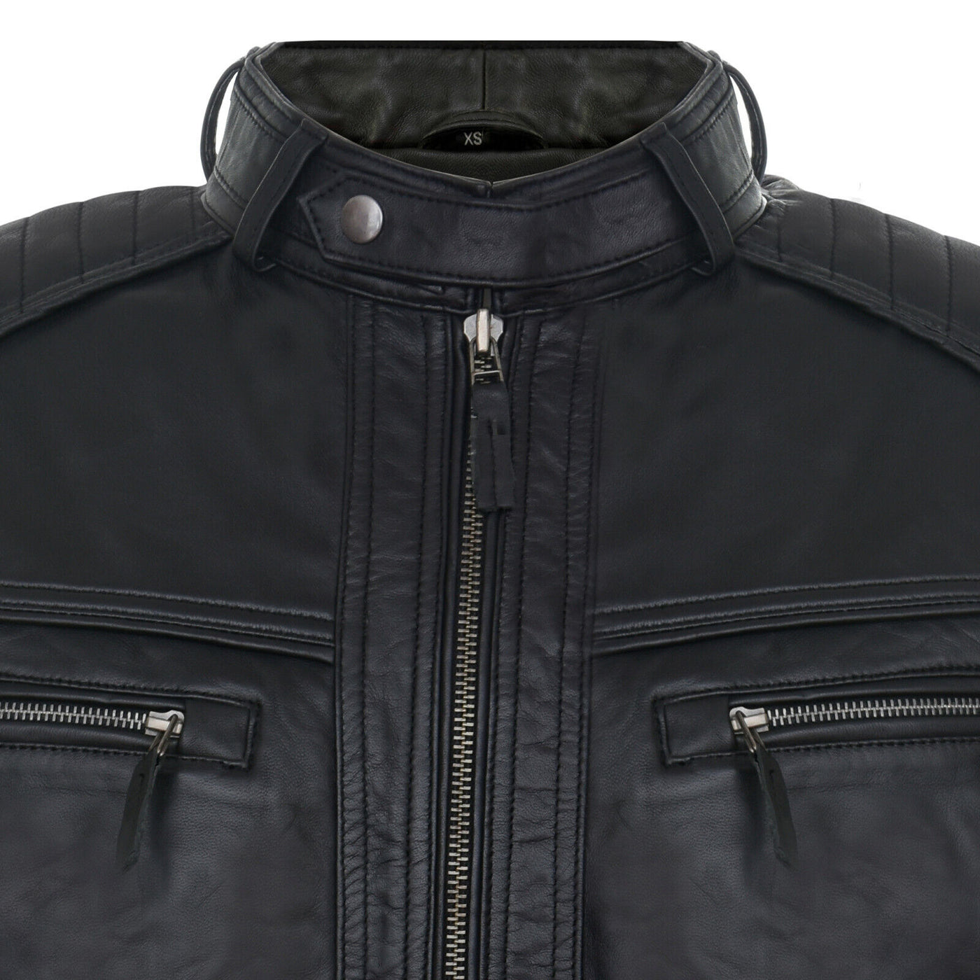 Mens Classic Leather Racing Biker Jacket