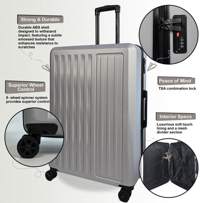 ABS Hard Shell Cabin 56 x 38 x 24 cm Suitcase Suitable for Easyjet, Ryanair