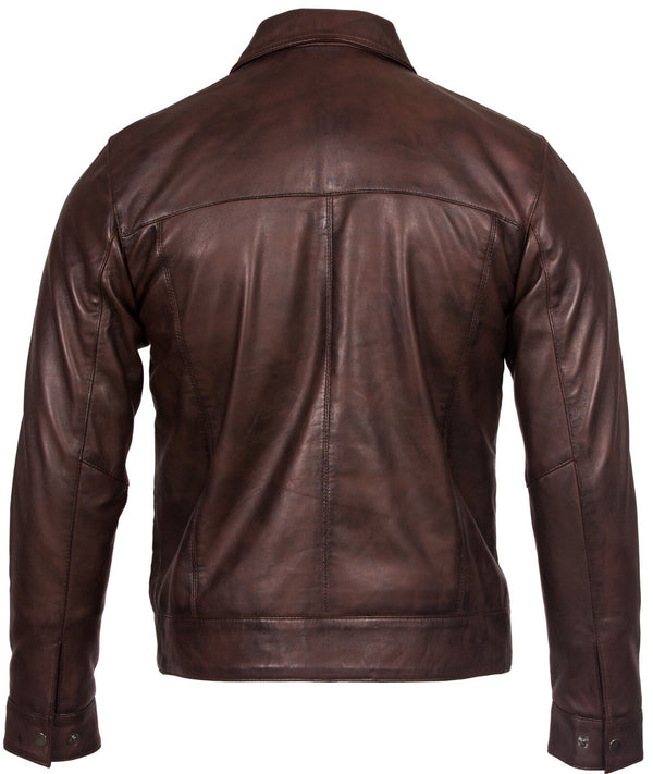 Mens Retro Classic Nappa Leather Biker Jacket