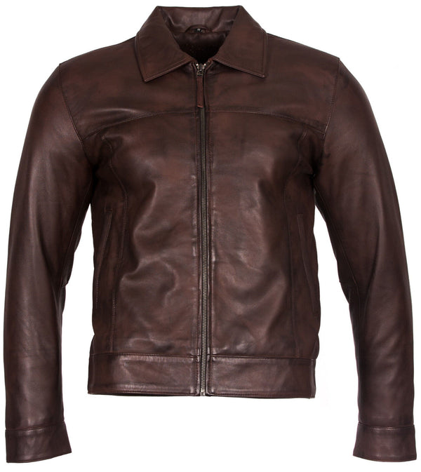 Mens Retro Classic Nappa Leather Biker Jacket