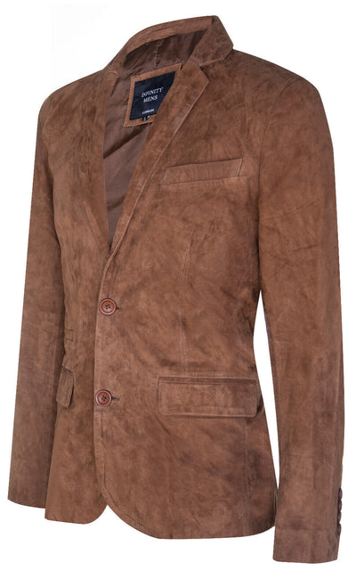 Mens Blazer Suede Jacket Soft Italian Leather Coat