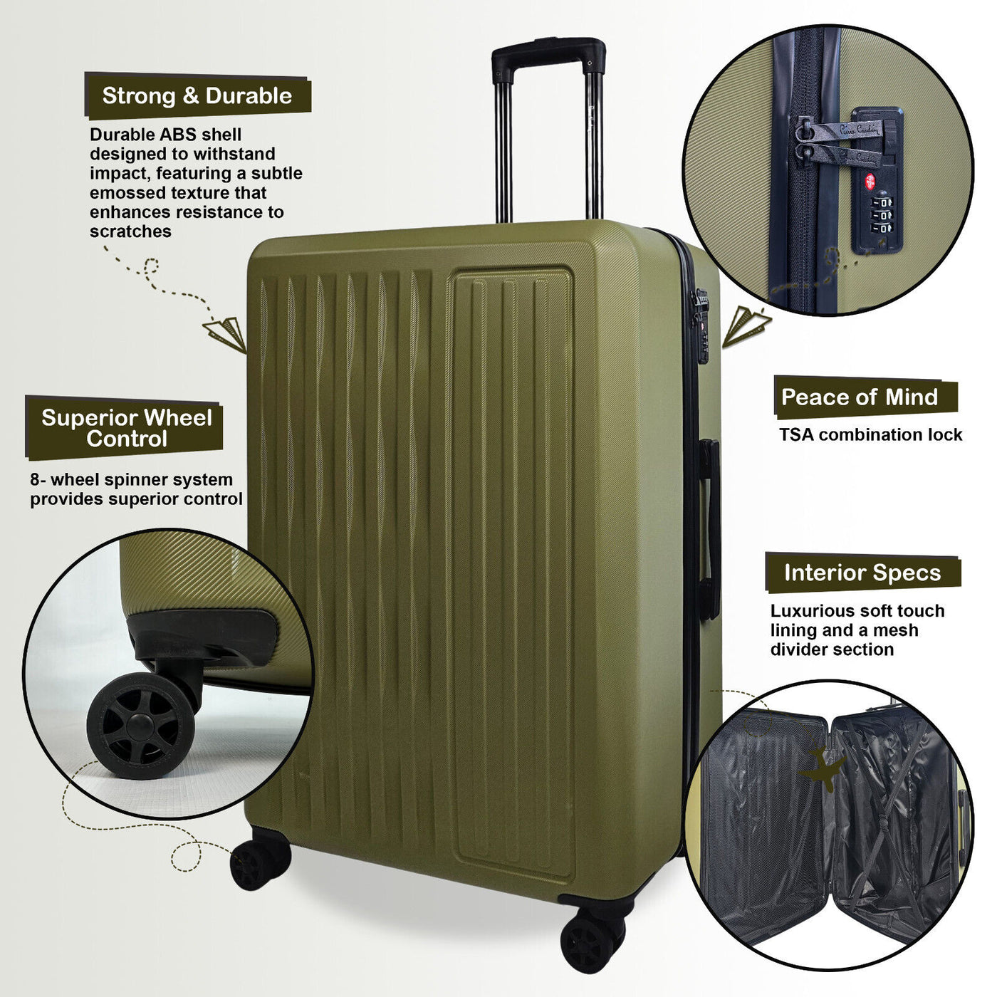 ABS Hard Shell Cabin 56 x 38 x 24 cm Suitcase Suitable for Easyjet, Ryanair