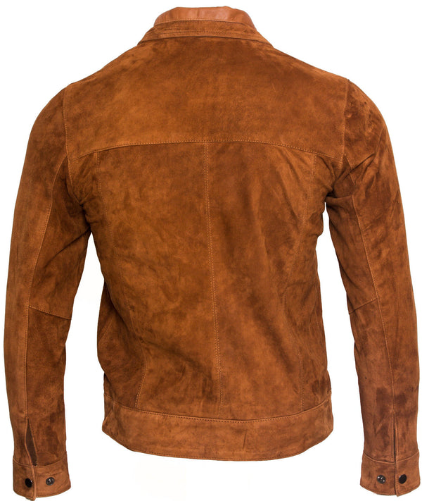 Mens Retro Classic Suede Leather Biker Jacket
