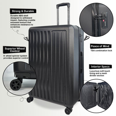 ABS Hard Shell Cabin 56 x 38 x 24 cm Suitcase Suitable for Easyjet, Ryanair