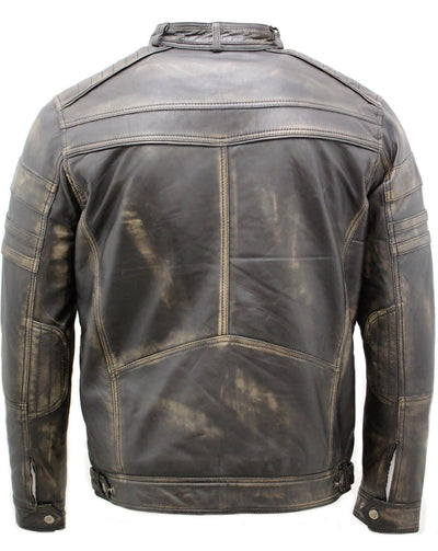 Mens Classic Leather Racing Biker Jacket