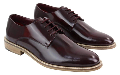 Herren Retro Oxford Brogue Derby Schuhe aus weinrotem Lackleder