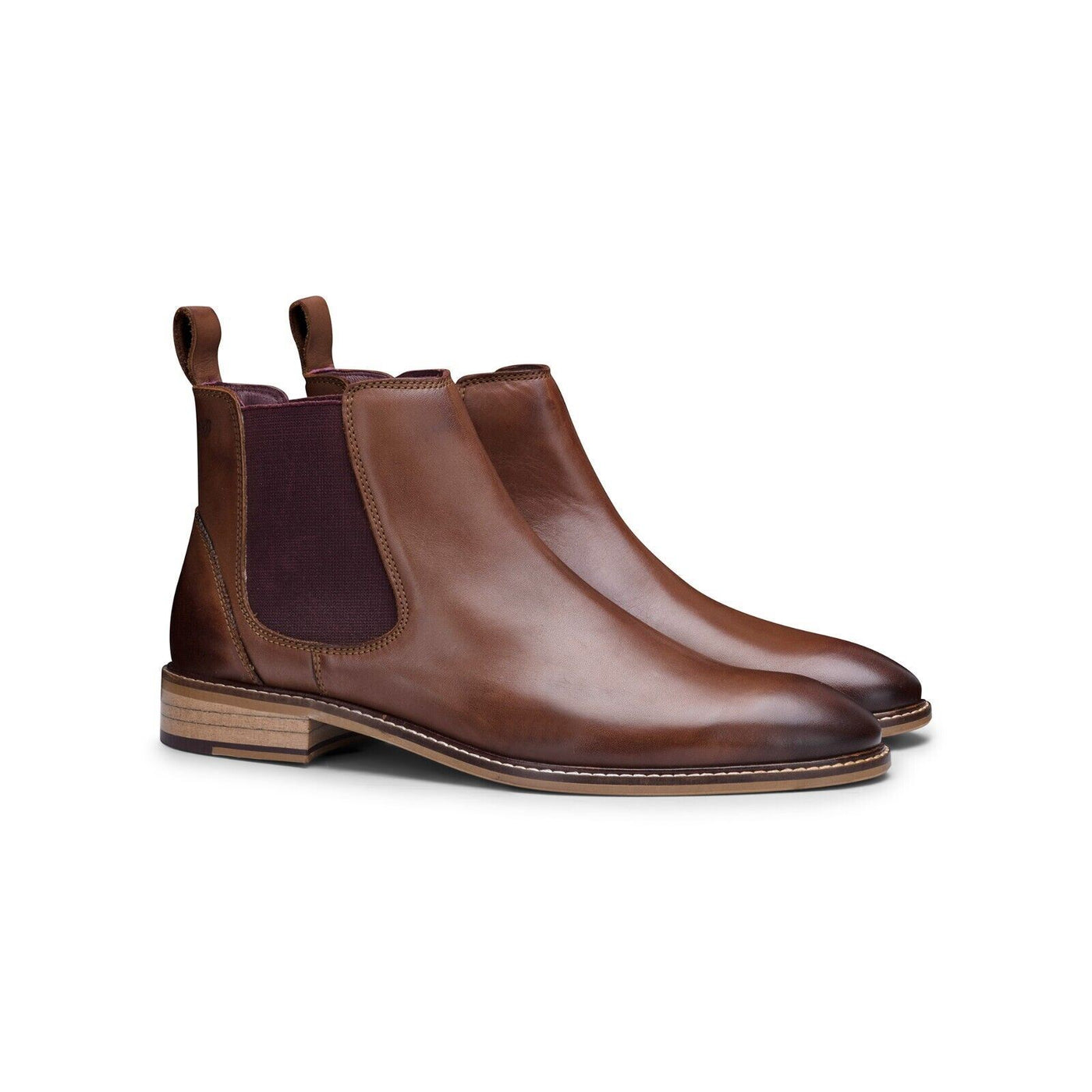 Mens Chestnut-Brown Leather Classic Chelsea Boots