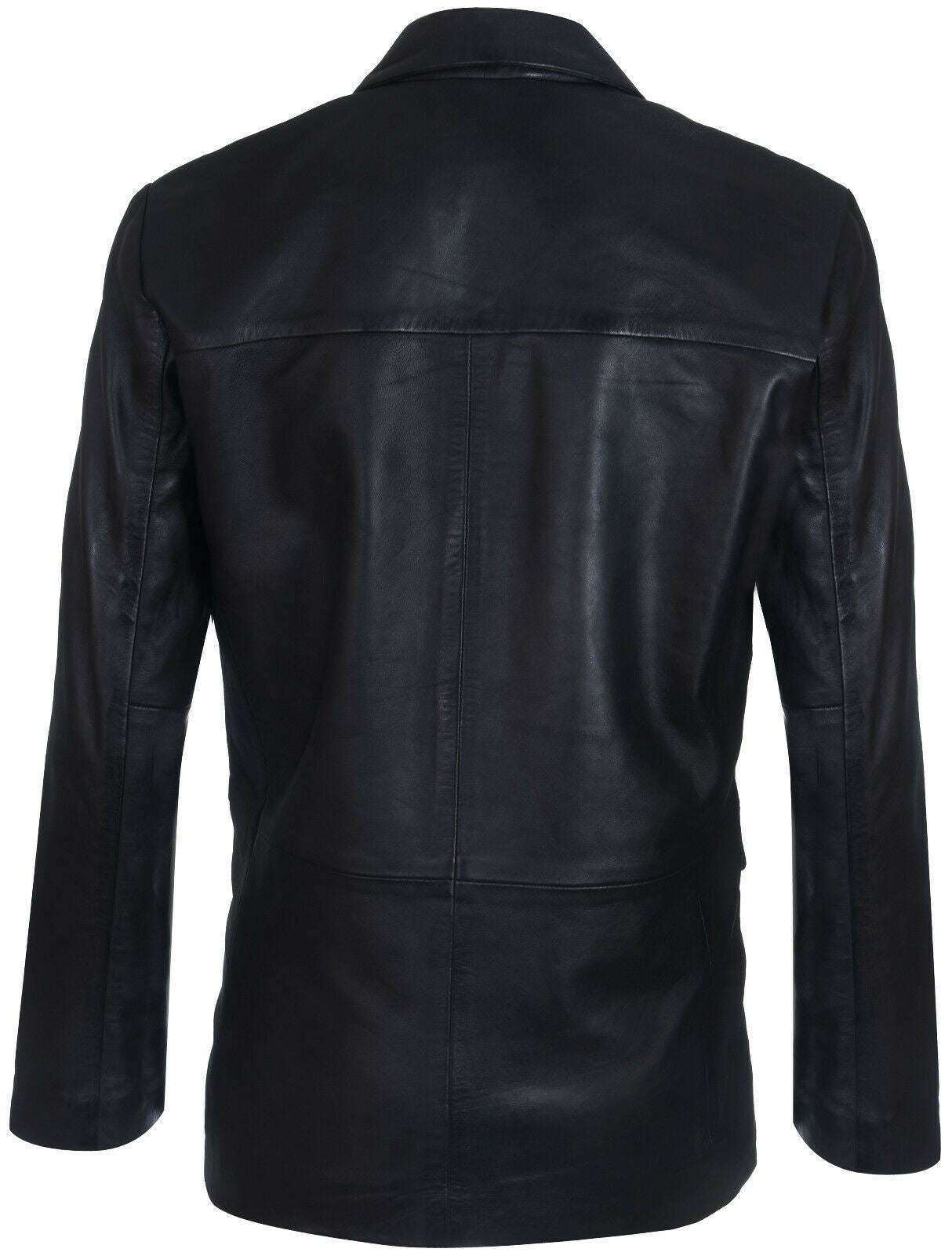 Mens 3 Button Leather Blazer Jacket-Dubai