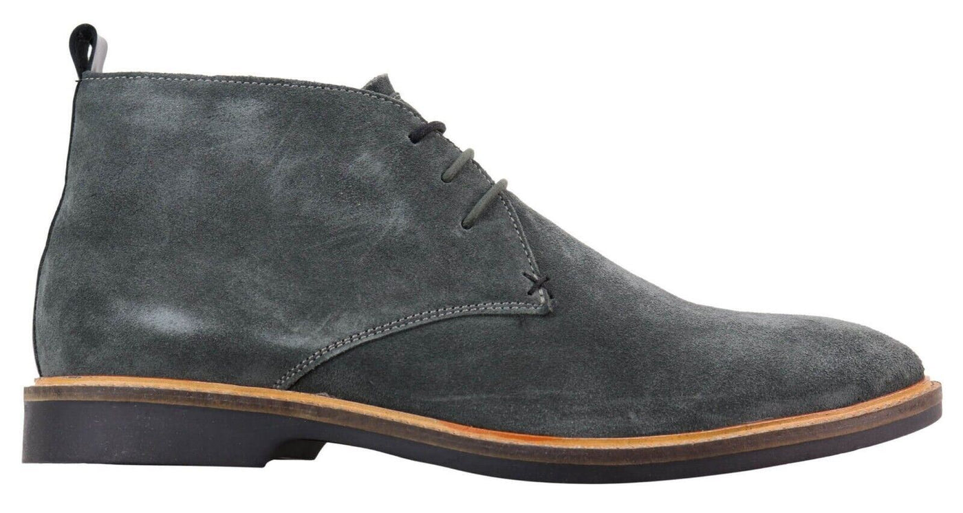 Mens Grey Suede Lace Up Chukka Boots