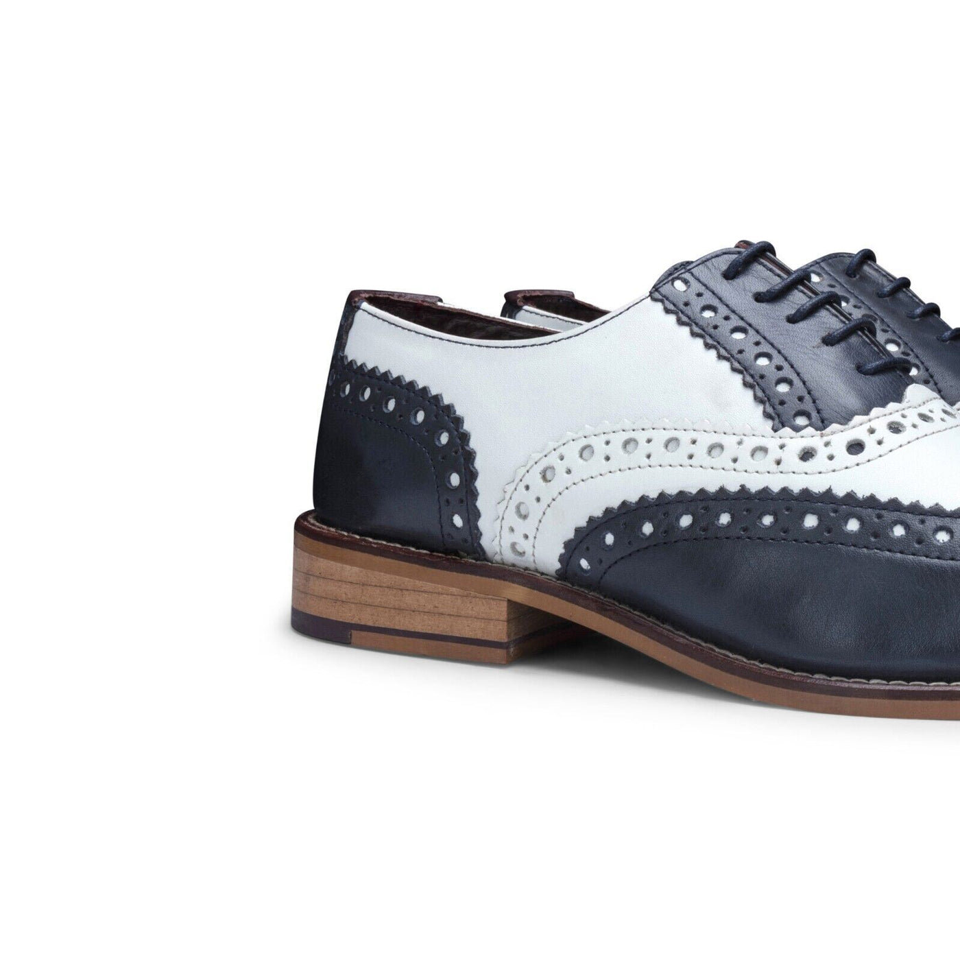 Klassische Oxford-Schuhe für Herren im Gatsby-Stil aus marineblauem/weißem Leder