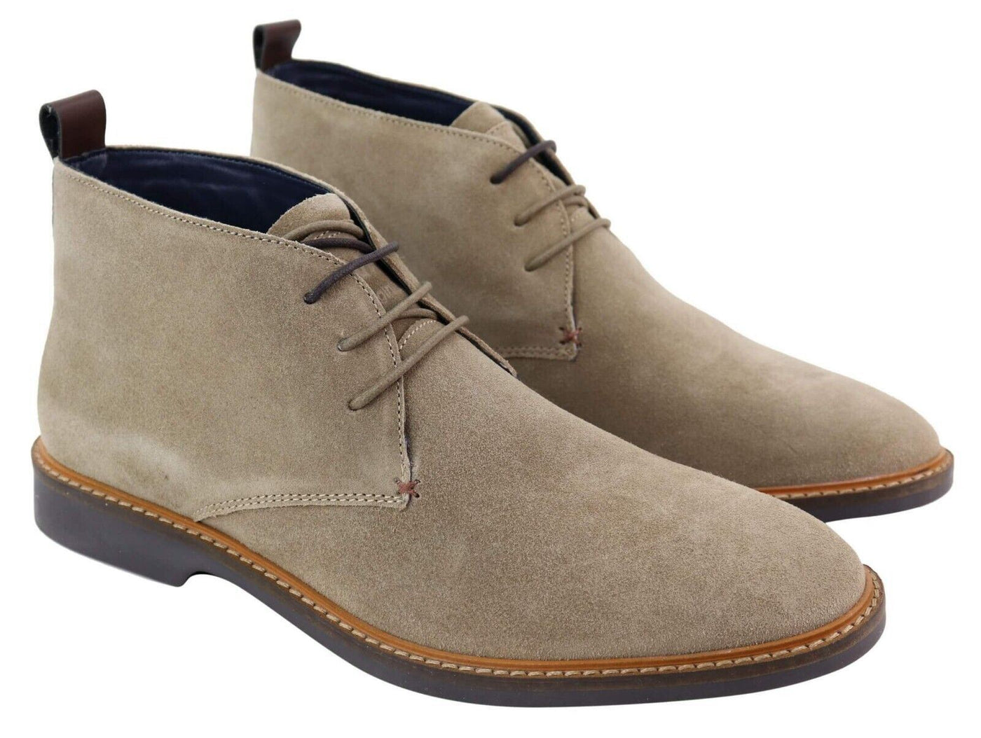 Mens Sand Suede Lace Up Chukka Boots