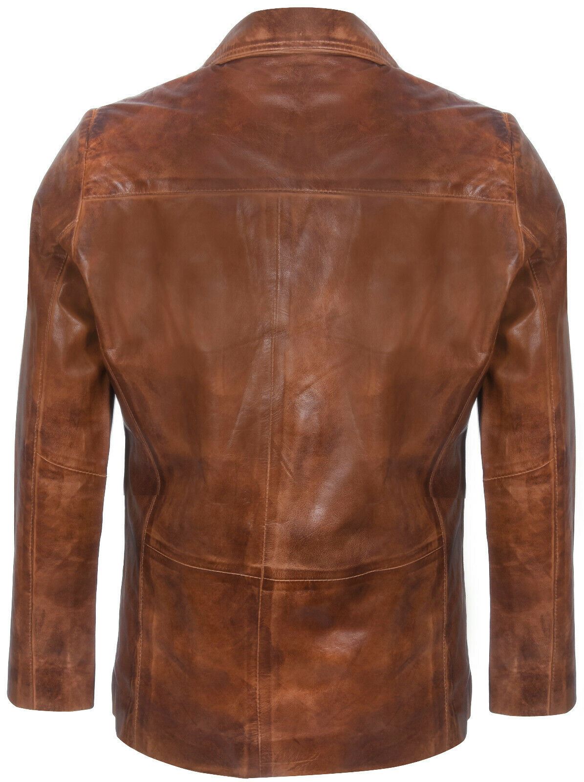 Mens Tan Leather Blazer Jacket-Santiago