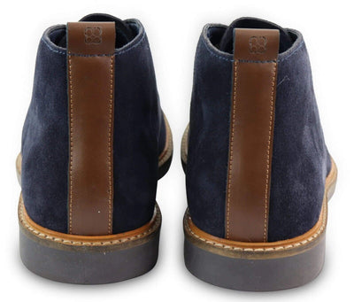 Mens Navy Suede Lace Up Chukka Boots
