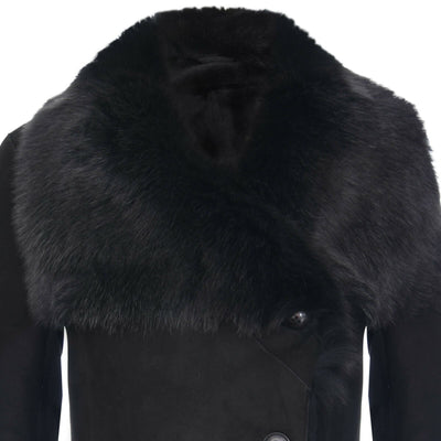 Womens Suede Merino Shearling Coat with Toscana Collar-Hanoi