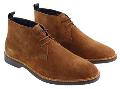 Mens Tan Suede Lace Up Chukka Boots