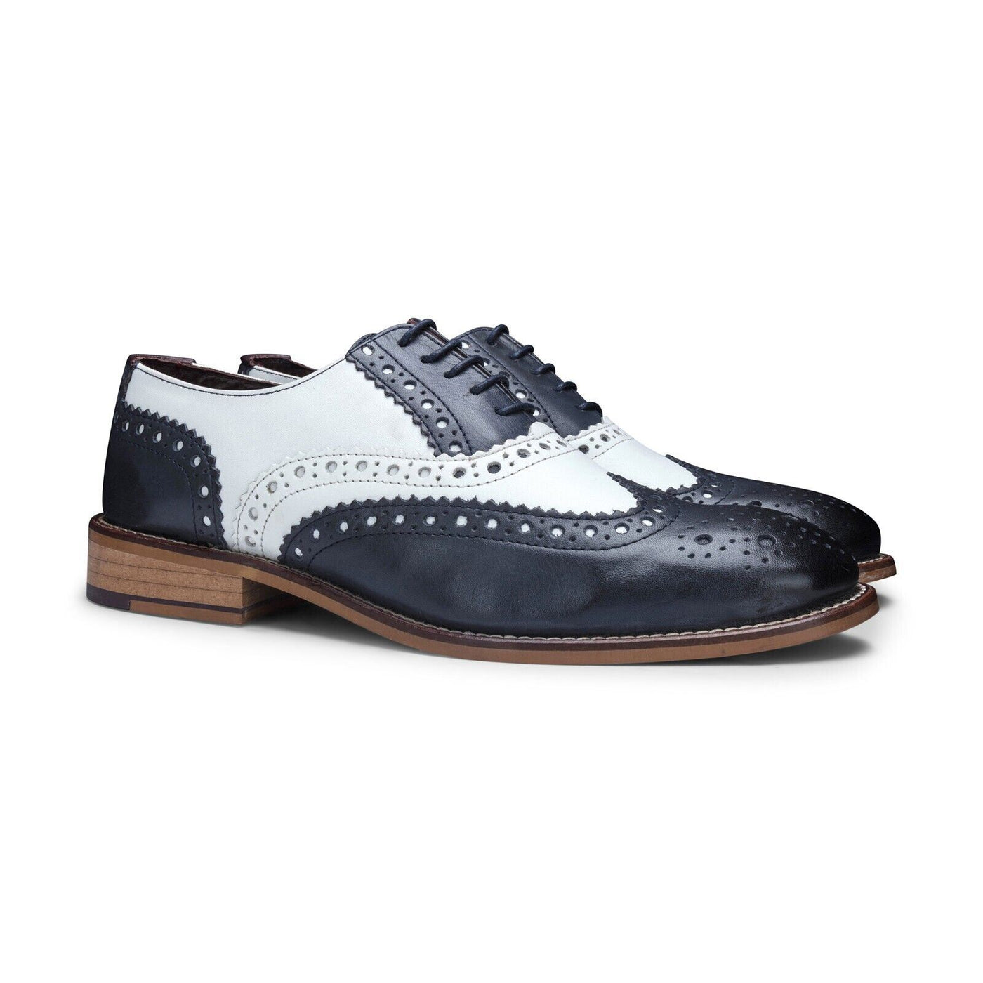 Mens Classic Oxford Navy/White Leather Gatsby Brogue Shoes