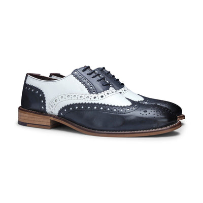 Klassische Oxford-Schuhe für Herren im Gatsby-Stil aus marineblauem/weißem Leder