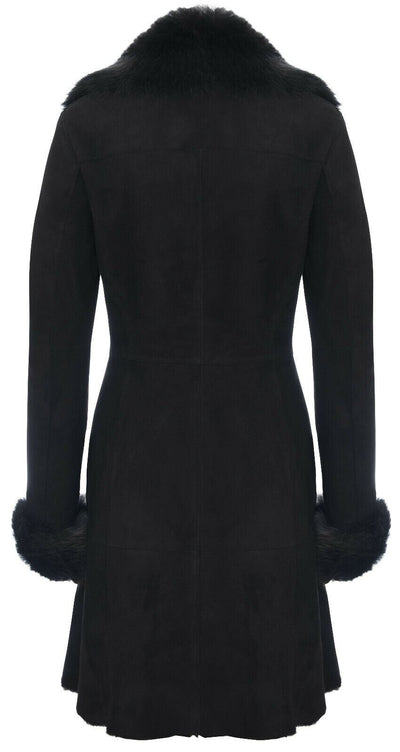 Womens Suede Merino Shearling Coat with Toscana Collar-Hanoi