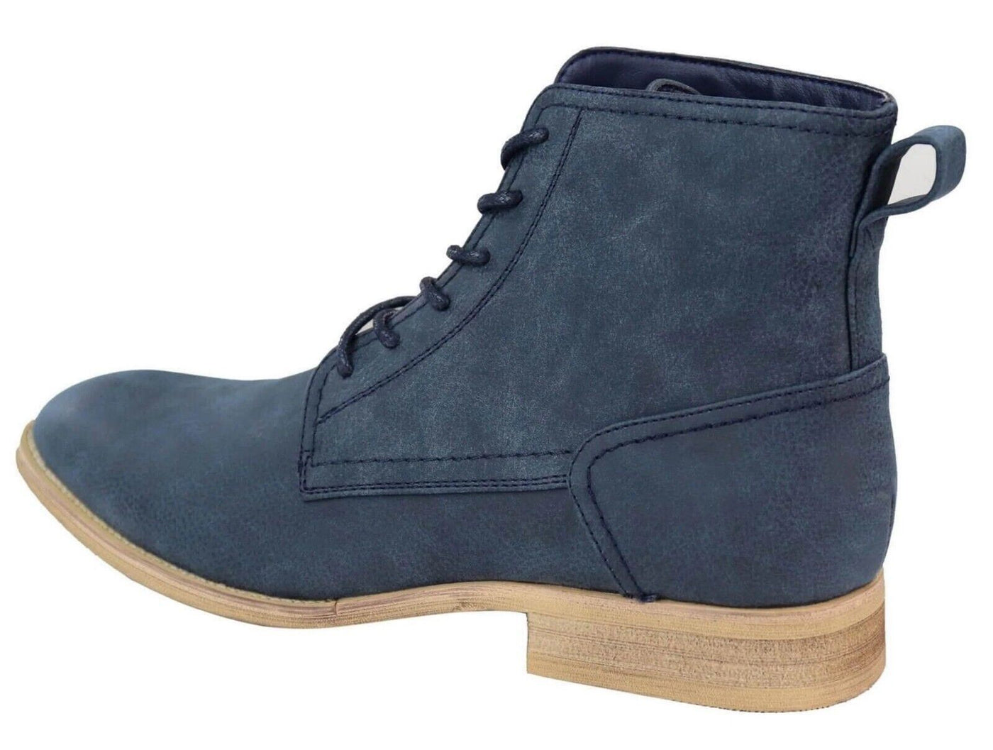 Herren-Stiefeletten aus mattem, marineblauem Wildleder mit Schnürung