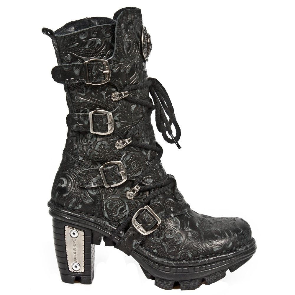 New Rock Ladies Floral Gothic Leather Boots- NEOTR005-S25