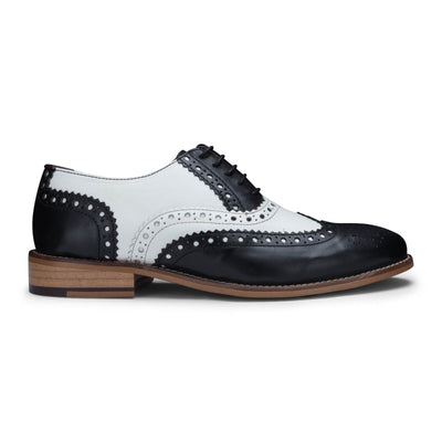 Klassische Oxford-Schuhe für Herren im Gatsby-Stil aus schwarzem/weißem Leder