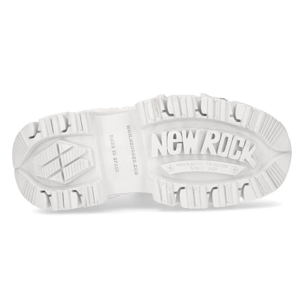 New Rock Unisex White Leather Gothic Punk Boots- M-TANK106-C1