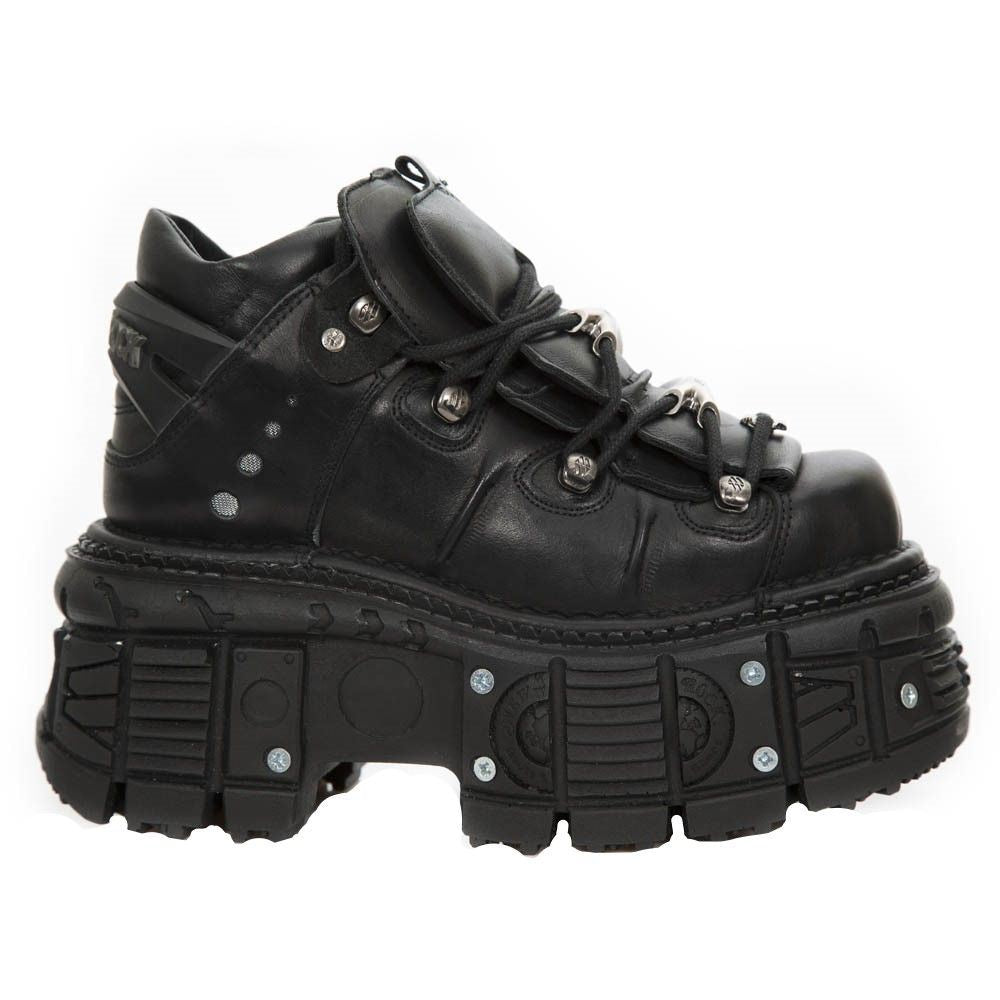 New Rock Unisex Metallic Black Leather Gothic Boots- M-TANK106-C2