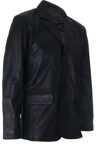 Mens 3 Button Leather Blazer Jacket-Dubai