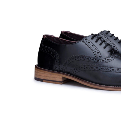 Mens Classic Oxford Black Leather Gatsby Brogue Shoes