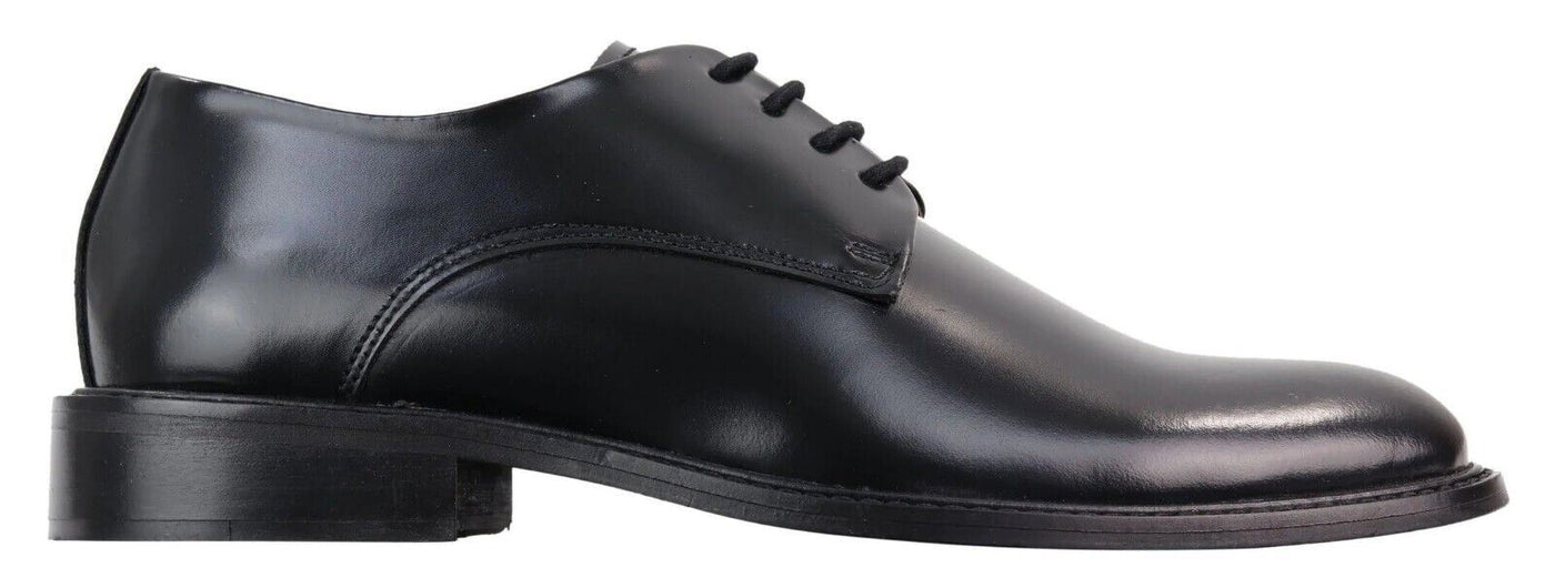 Mens Retro Oxford Brogue Derby Shoes in Black Patent Leather