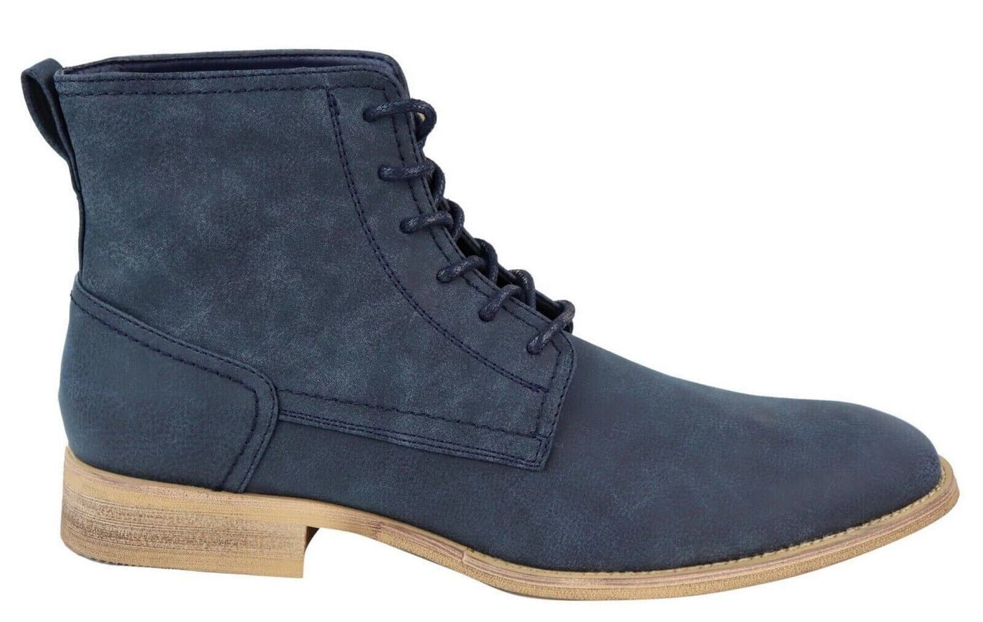 Mens Matt Navy Suede Lace Up Ankle Boots