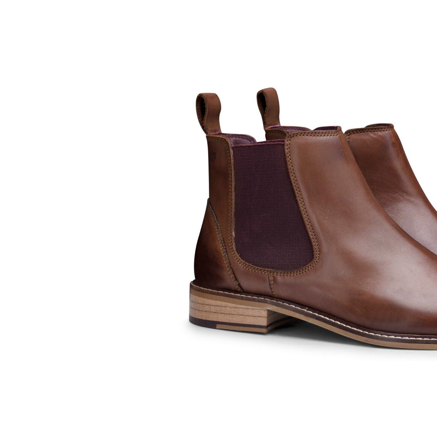 Mens Chestnut-Brown Leather Classic Chelsea Boots