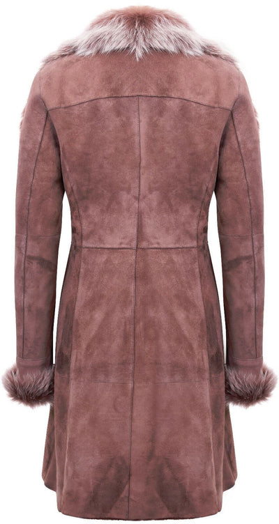 Womens Suede Merino Shearling Coat with Toscana Collar-Hanoi