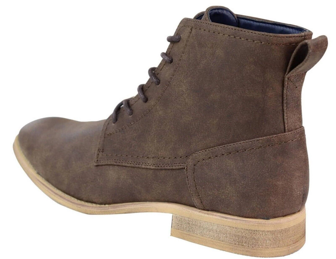 Mens Matt Brown Suede Lace Up Ankle Boots