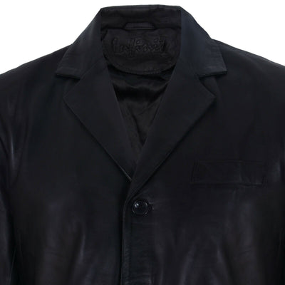 Mens 3 Button Leather Blazer Jacket-Dubai