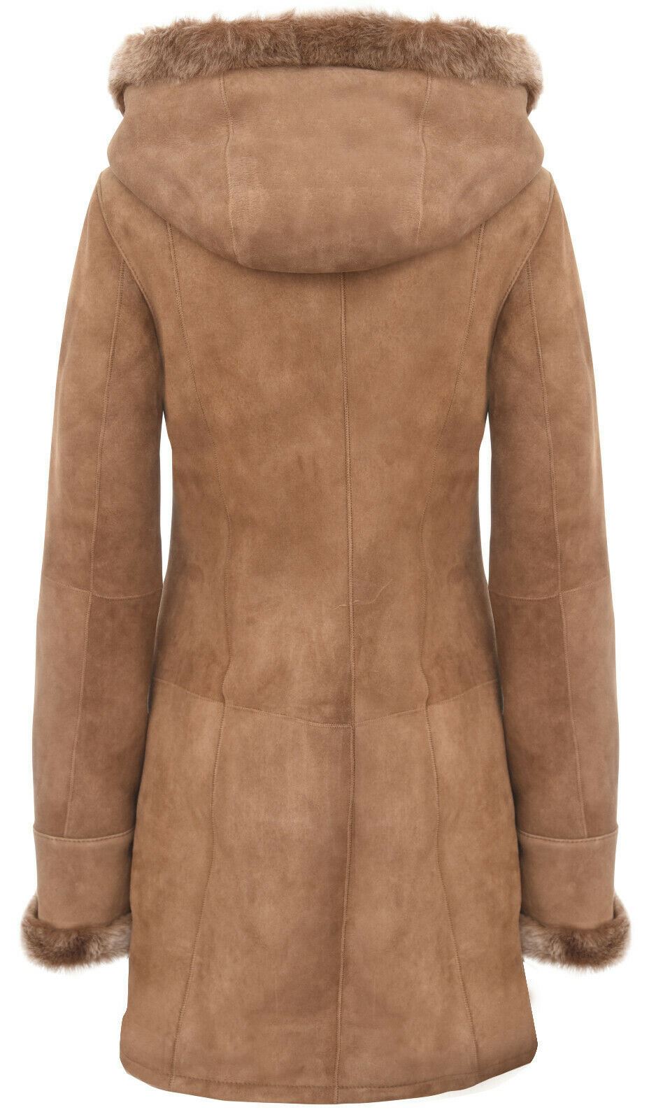 Womens Suede Merino Sheepskin Parka Coat-Tripoli