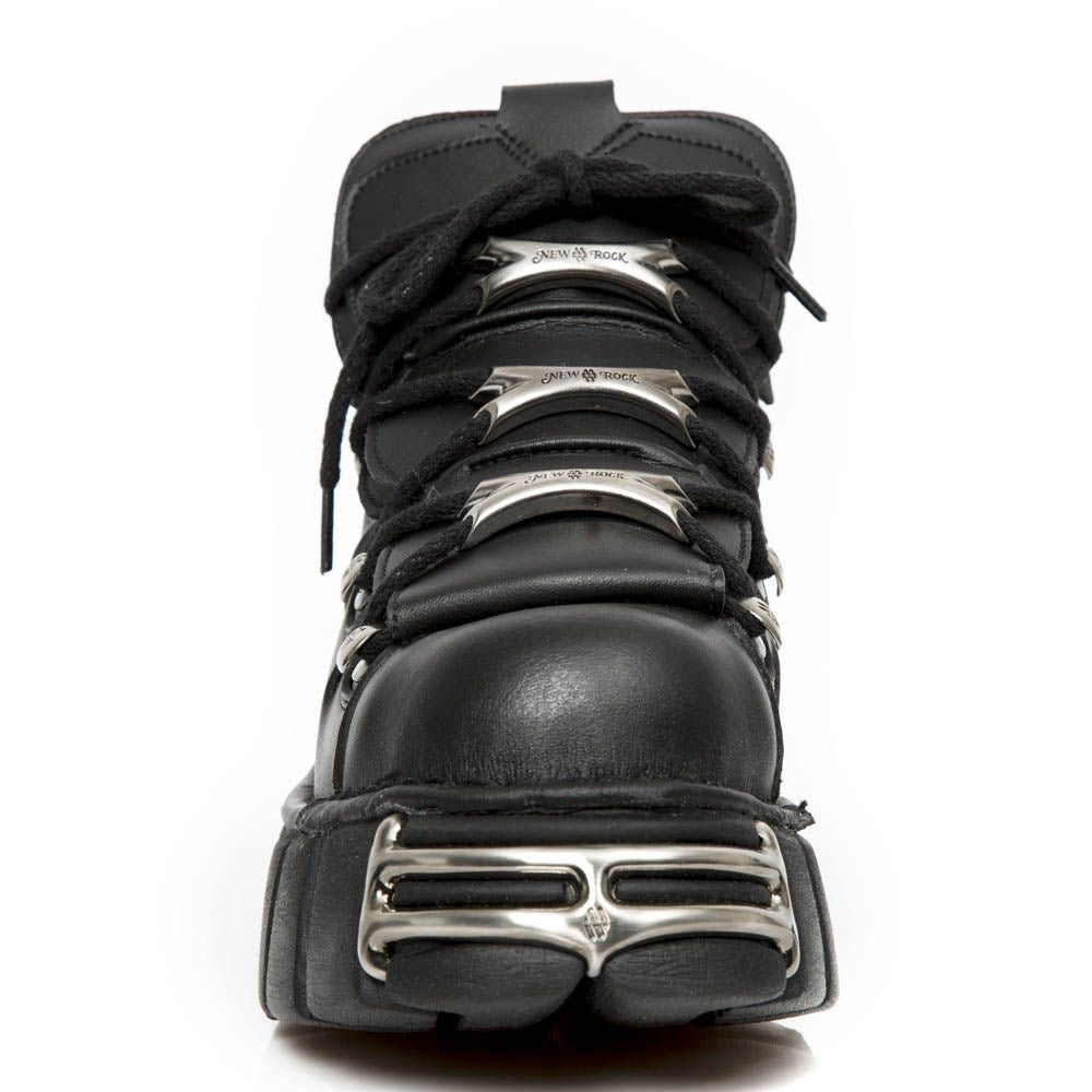 靴 NEW ROCK VEGAN LEATHER Black Vegan Leather New Rock Tank Platform Shoes • The Dark