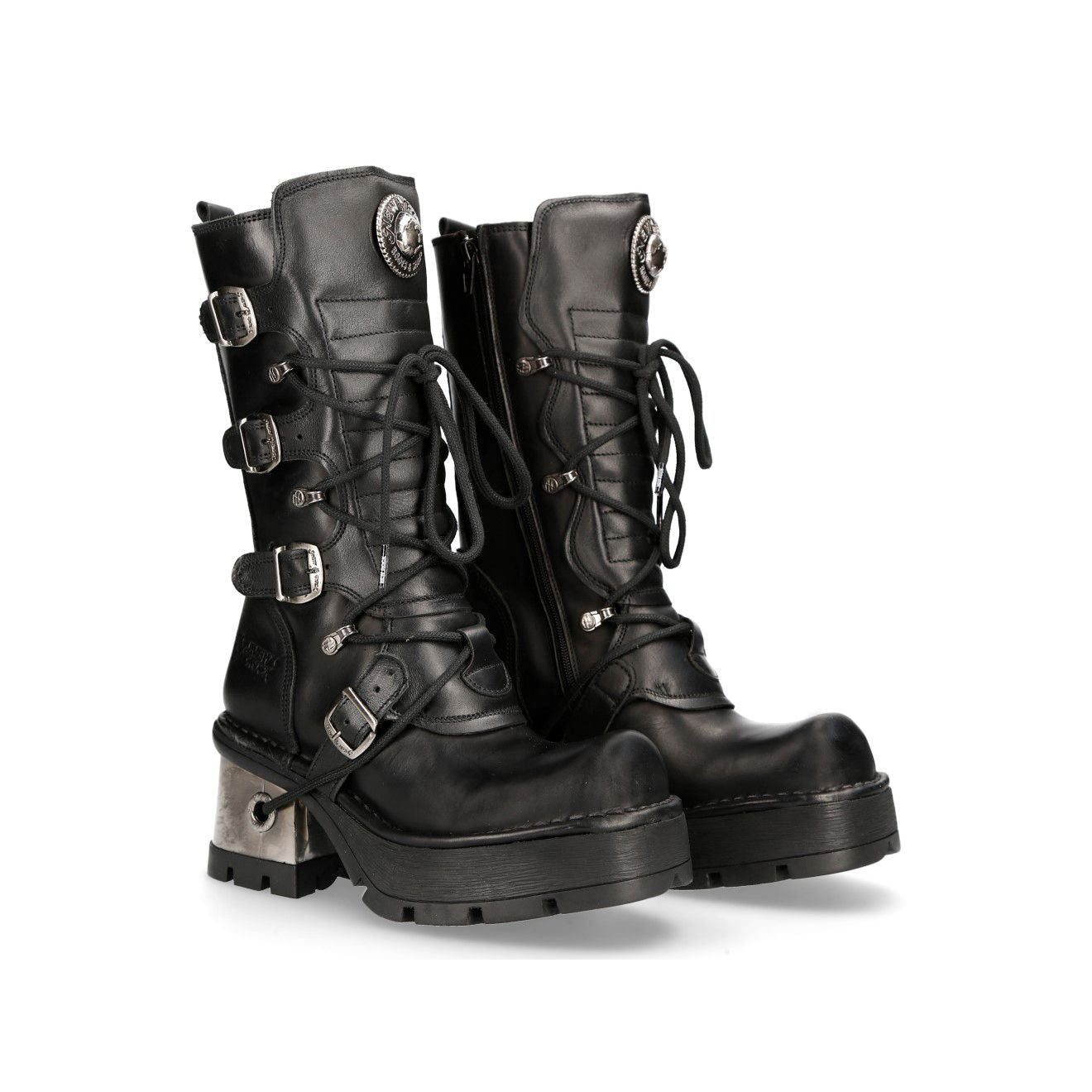 New Rock Women’s Leather Gothic Mid-Calf Boots-373-S33