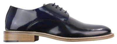 Herren Retro Oxford Brogue Derby Schuhe aus marineblauem Lackleder